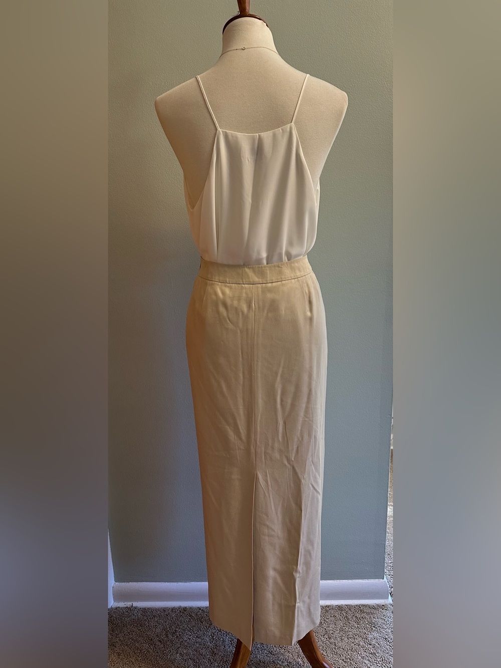 Vintage Talbots Silk Khaki Long Skirt - Picture 9 of 12